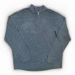 Geoffrey Beene Mens 1/4 Zip Pullover Sweater Grey Knit Long Sleeve Size XL